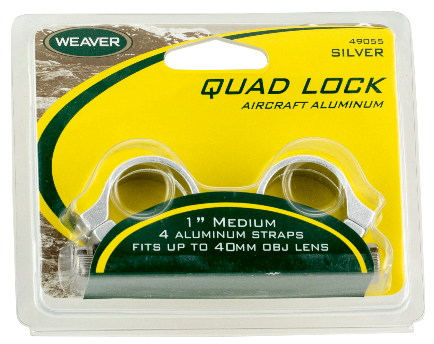 Weaver Mounts Quad Lock, Weav 49056  Rings Quad-lock 1in Hi  Slv