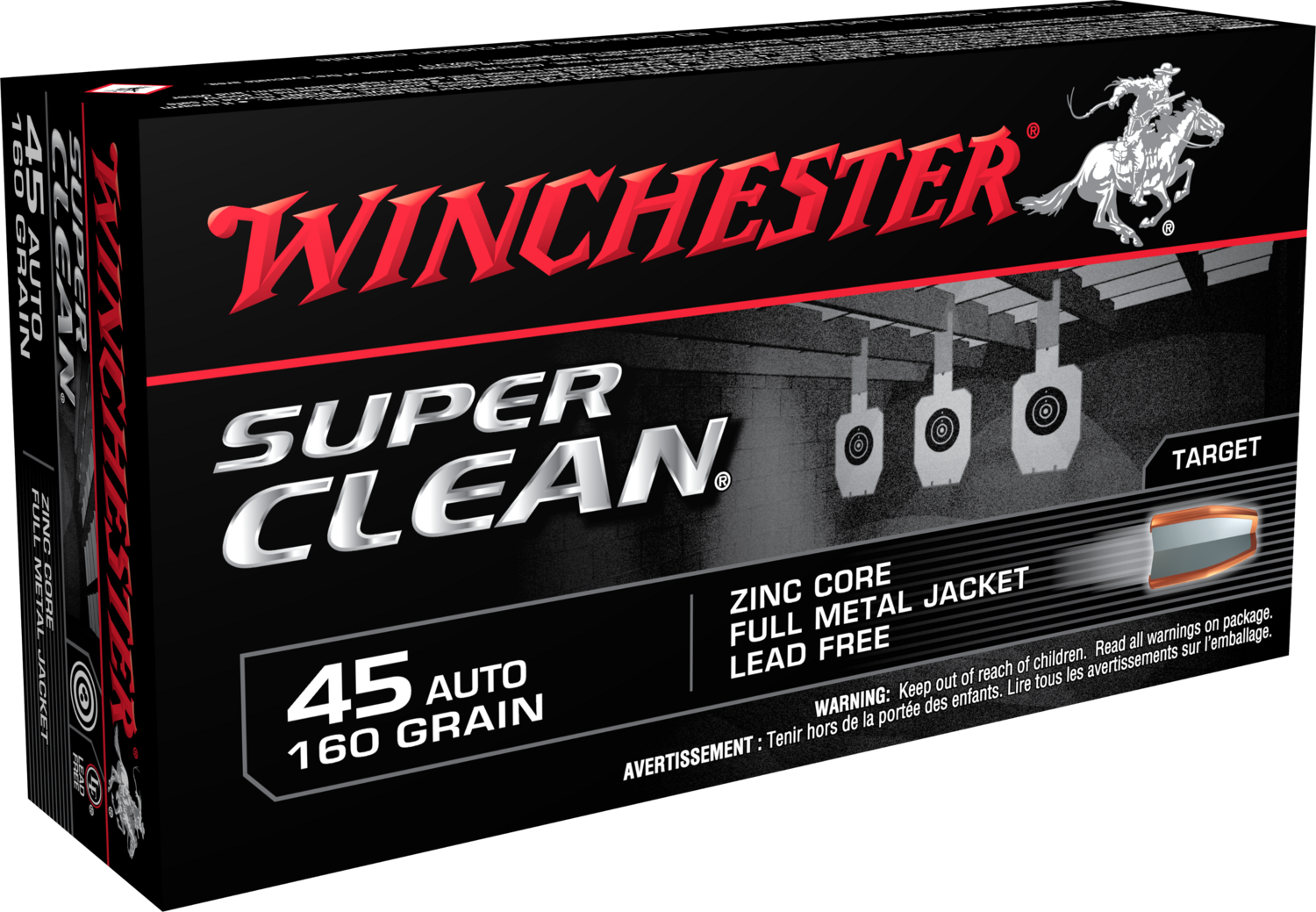 Winchester Ammo Super Clean, Win W45lf     45       165 Fmjscnt           50/10