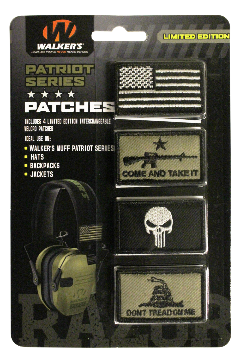 Walkers Game Ear Patriot Muff, Wlkr Gxp-patkit2       Razr Patriot Muff Patch Kt