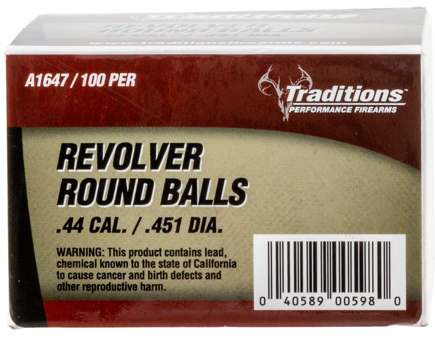 Traditions Revolver, Trad A1647    Revlvr Round Ball .451  100