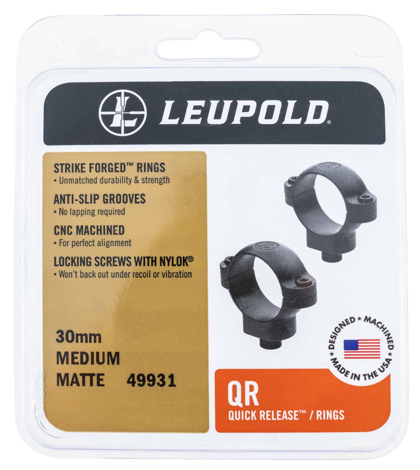 Leupold Quick Release, Leu 49933  Qr Rings 30mm High       Mt