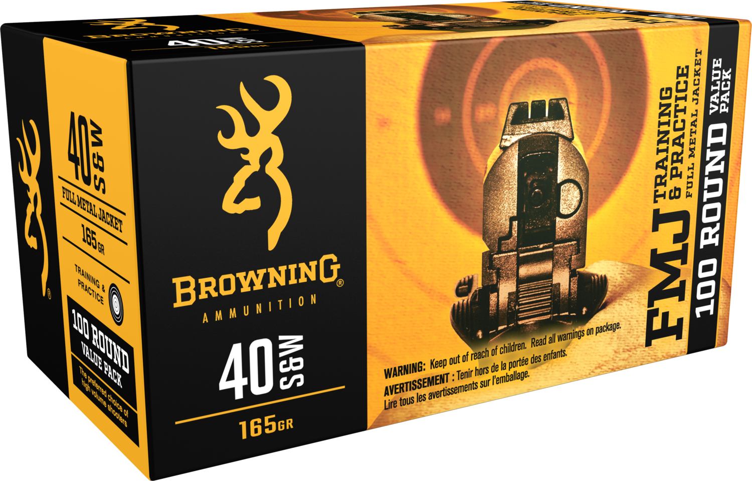 Browning Ammo Bpt, Brna B191800404    40s    165 Fmj Value Pk  100/05