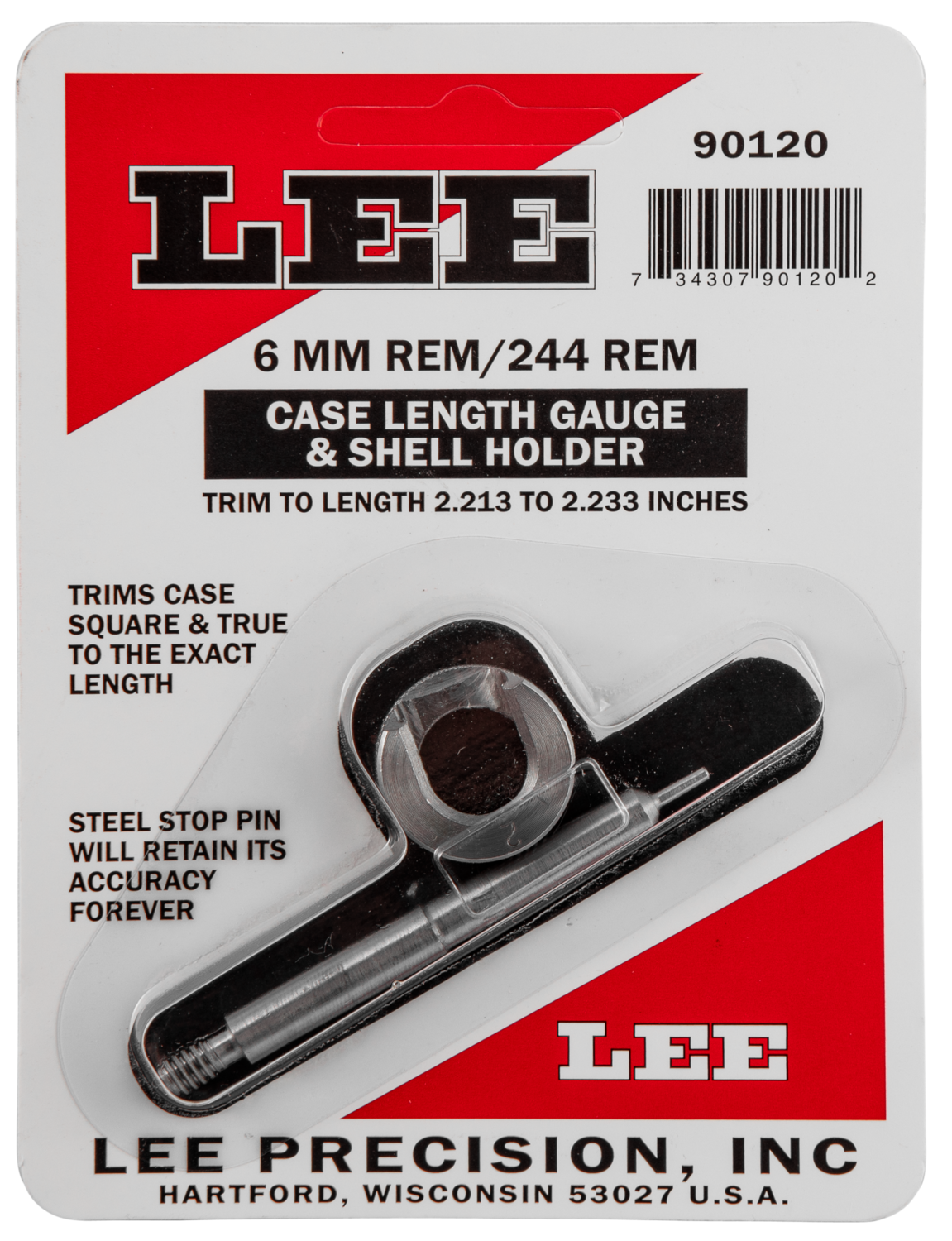 Lee Case Length Gauge, Lee 90120 Gauge/holder 6mm Rem