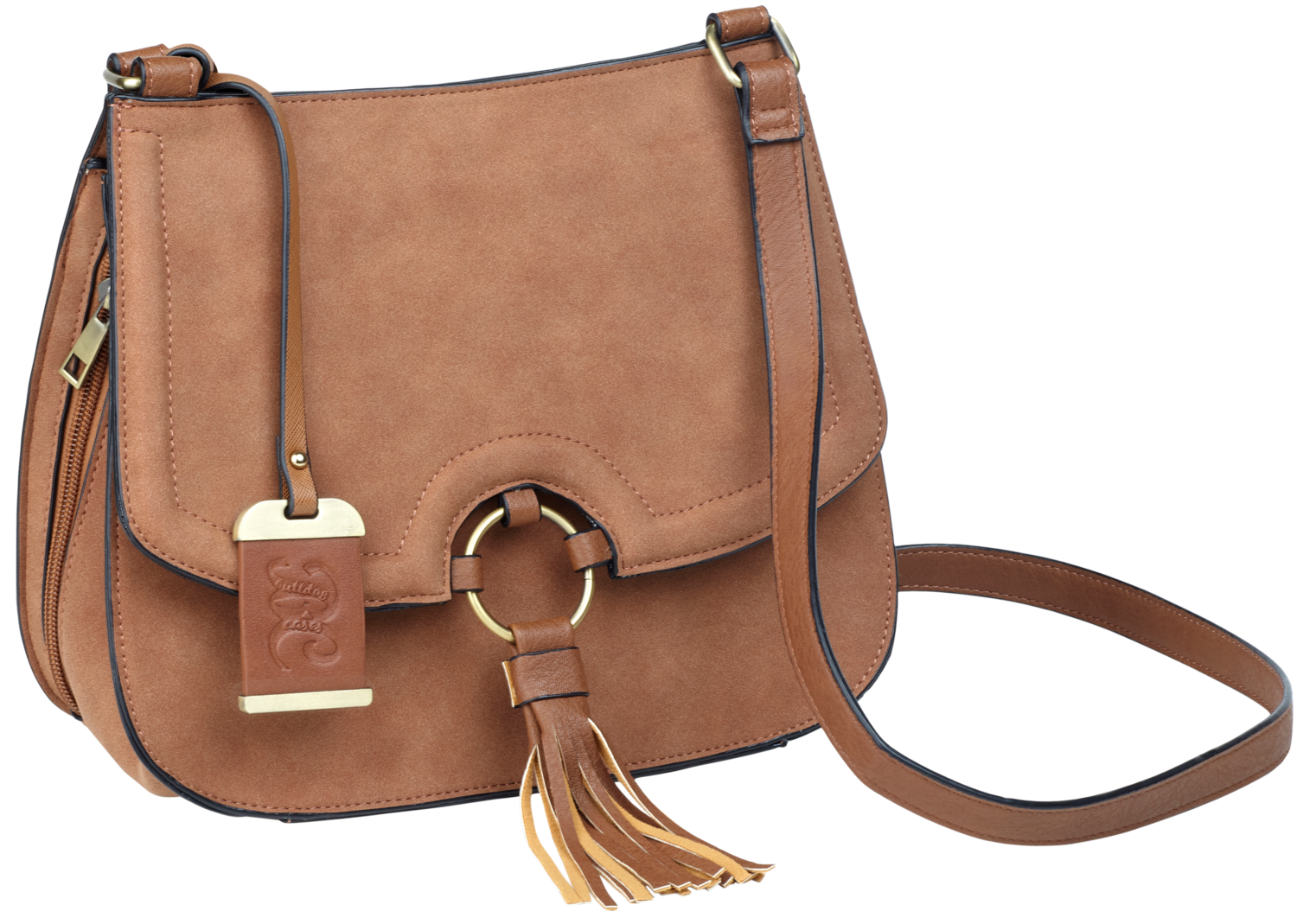 Bulldog Cross Body Purse, Bdog Bdp034      Cross Body Purse Hlstr  Camel Sde