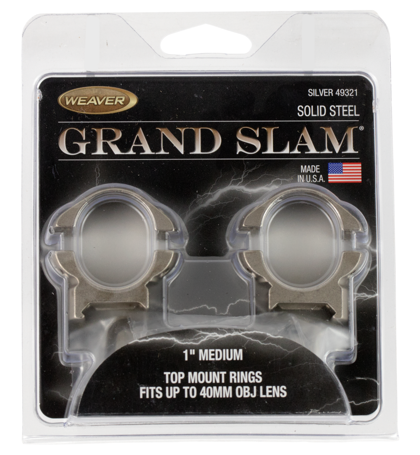 Weaver Mounts Grand Slam, Weav 49321  Grandslam Rngs 1in Med Slvr