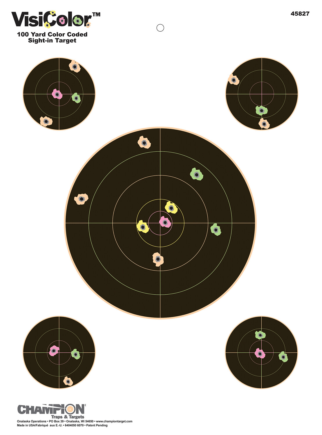 Champion Targets Visicolor, Champ 45827      Visicolor Sight-in 8in  10