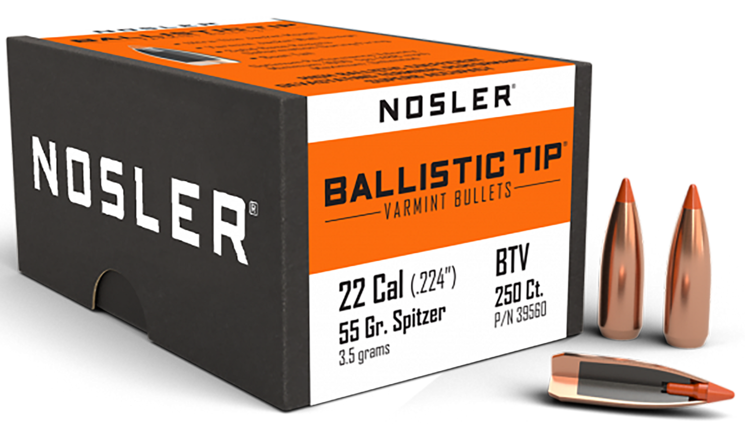 Nosler Ballistic Tip, Nos 39560 Blstc Var   22 55 Sptzr   250