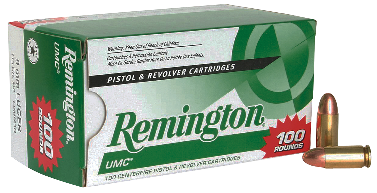 Remington Ammunition Umc, Rem 23765 L9mm3b    Umc 9mm Vp     115mc     100/6
