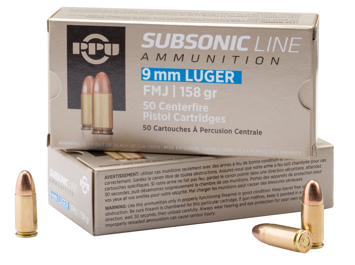Ppu Subsonic, Ppu Pps9mm      9mm Lug Sub 158 Fmj          50/20