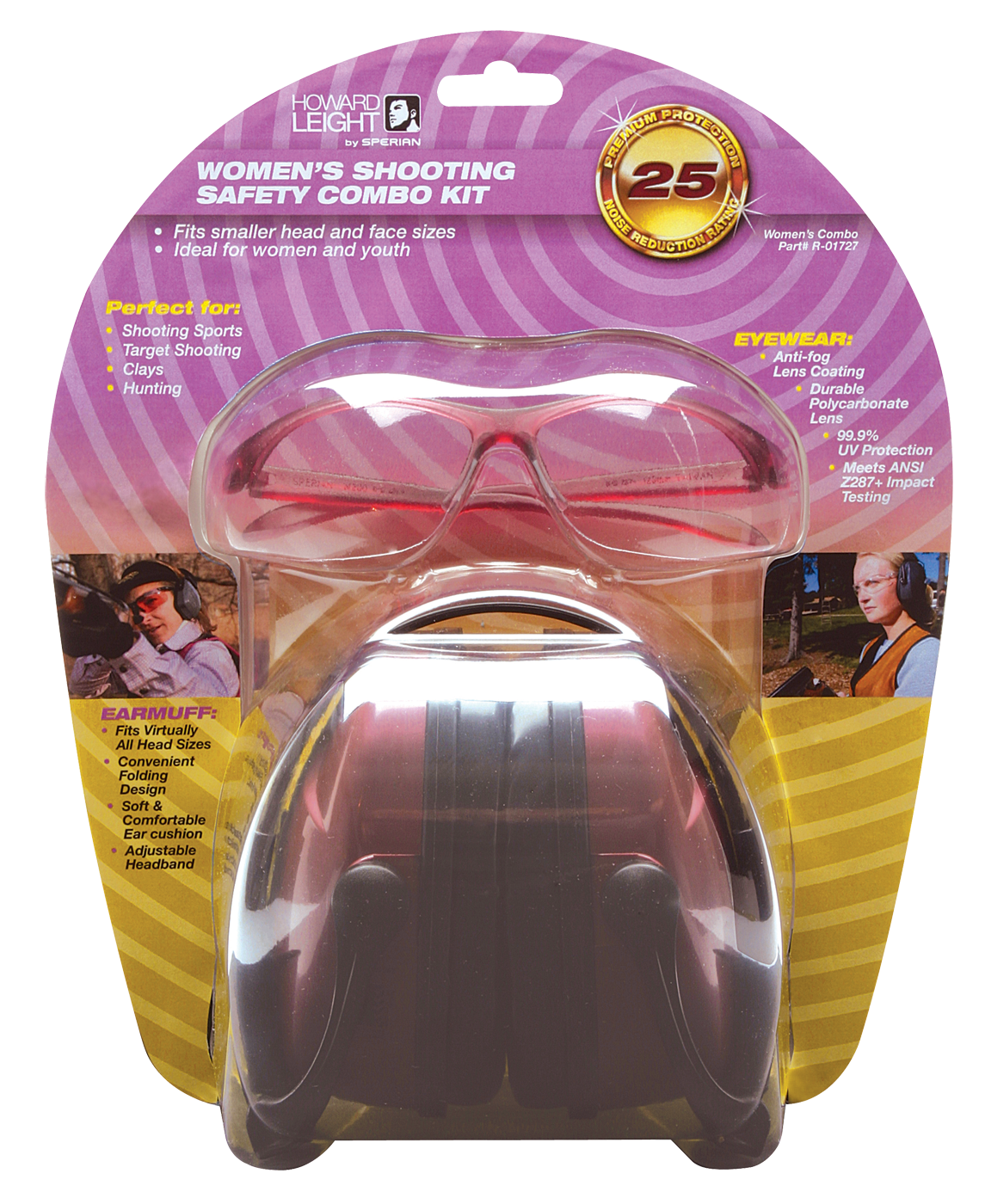 Howard Leight Woman's Shooting Safety, How R01727  Muff/glasses Combo Pink