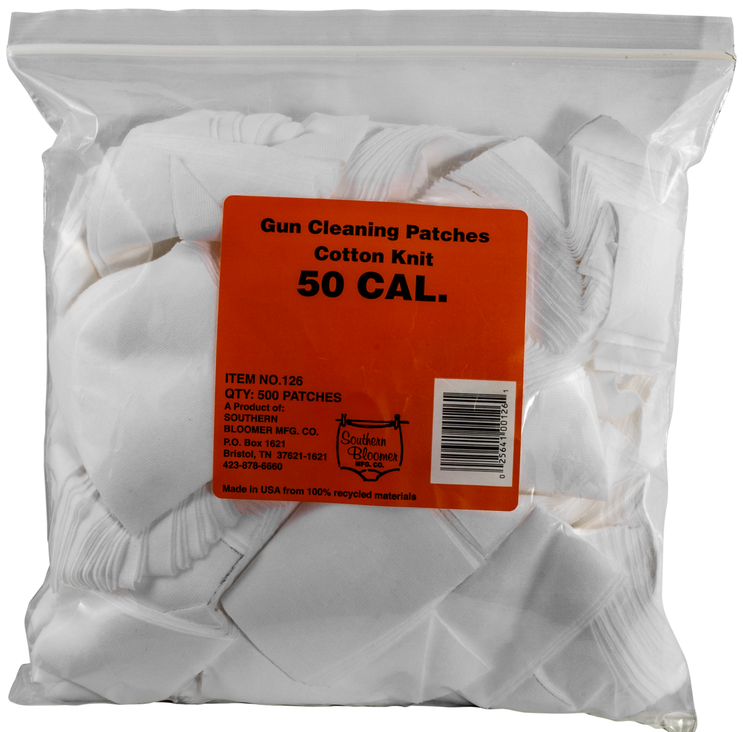 Southern Bloomer Cleaning Patches, Sbc 126  50 Cal Patches          500 Ct