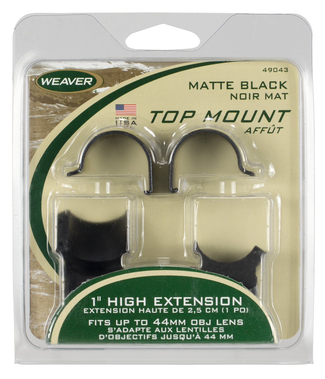 Weaver Mounts Top Mount, Weav 49043  1in Rings Hi Ext         Mt