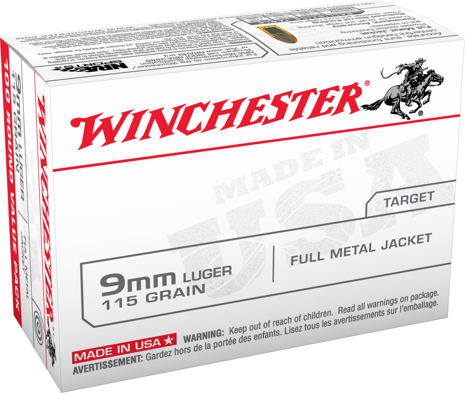 Winchester Ammo Usa, Win Usa9mmvp  9mm        115 Fmj            100/10