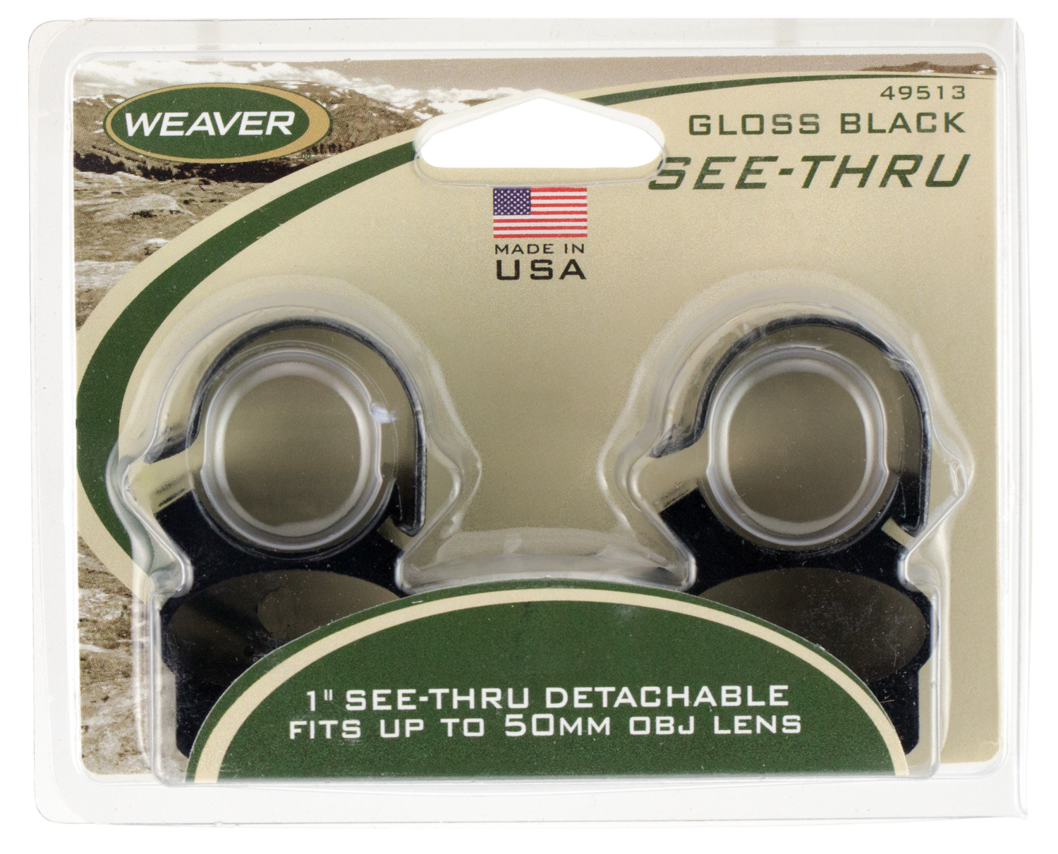 Weaver Mounts See-thru, Weav 49513  1in See Thru Rings  Detach