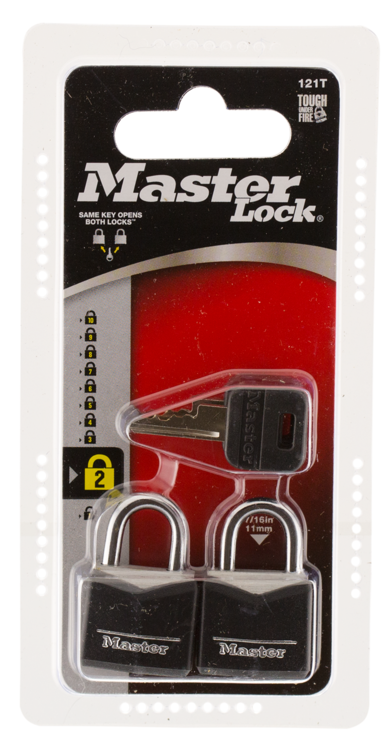 Master Lock Padlock, Master 121t        Dbl Pack Keyed Vinyl