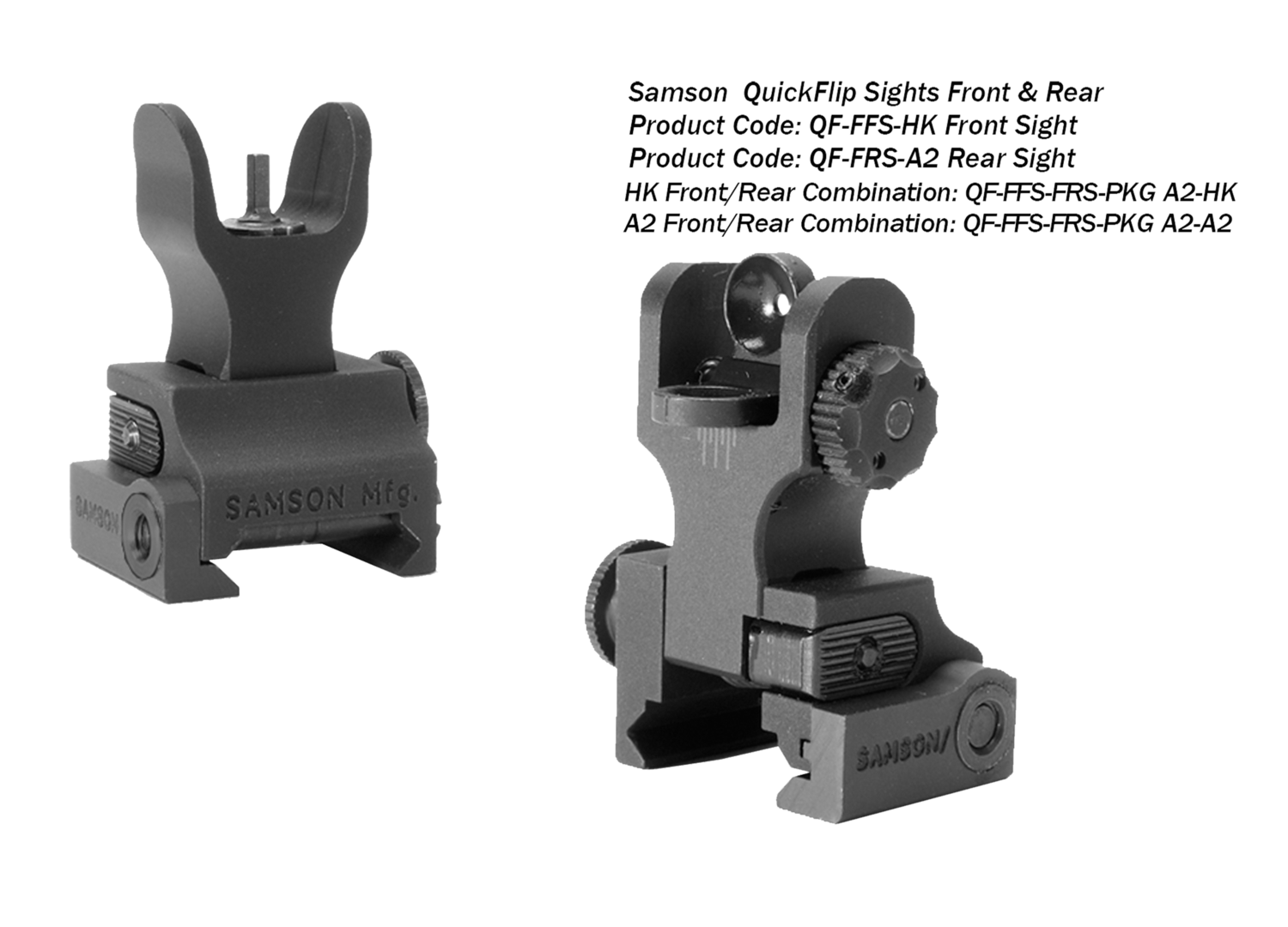 Samson Quick Flip Folding Sights Front(hk) & Rear (a2), Sam Qf-hk/a2pkg  Qf Hk Frt A2 Rear Sght