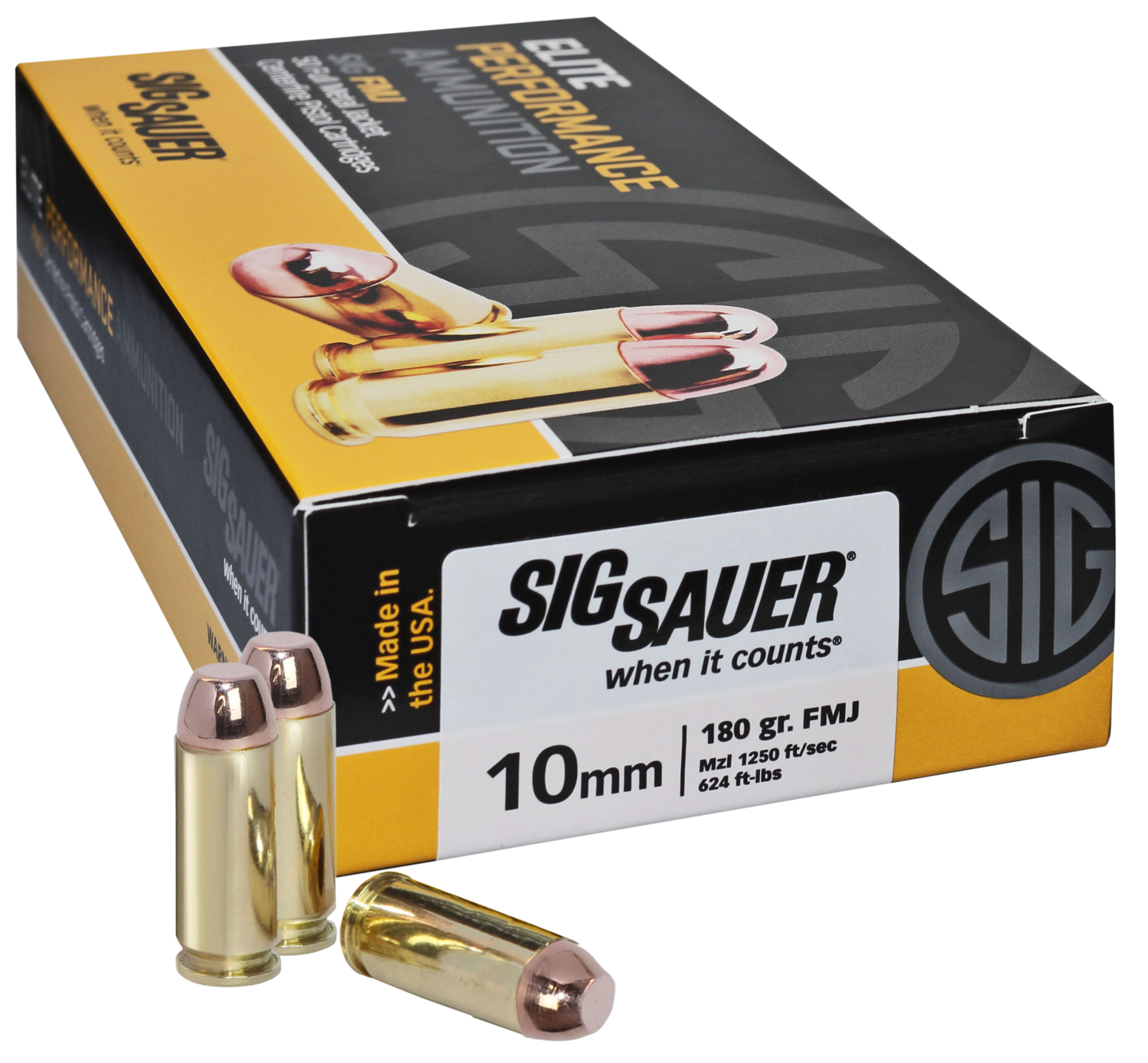 Sig Sauer Elite Ball, Sig E10mb1-50      Elite Ball 10mm  180 Fmj  50/20