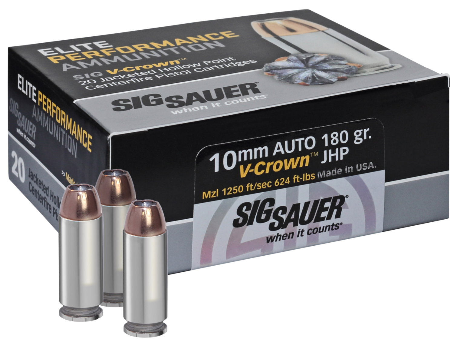 Sig Sauer Elite Defense, Sig E10mm1-20            Vcrwn 10mm 180 Jhp  20/10