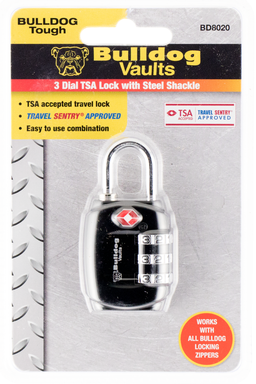 Bulldog Tsa, Bdog Bd8020      Tsa Lock W/steel Shank