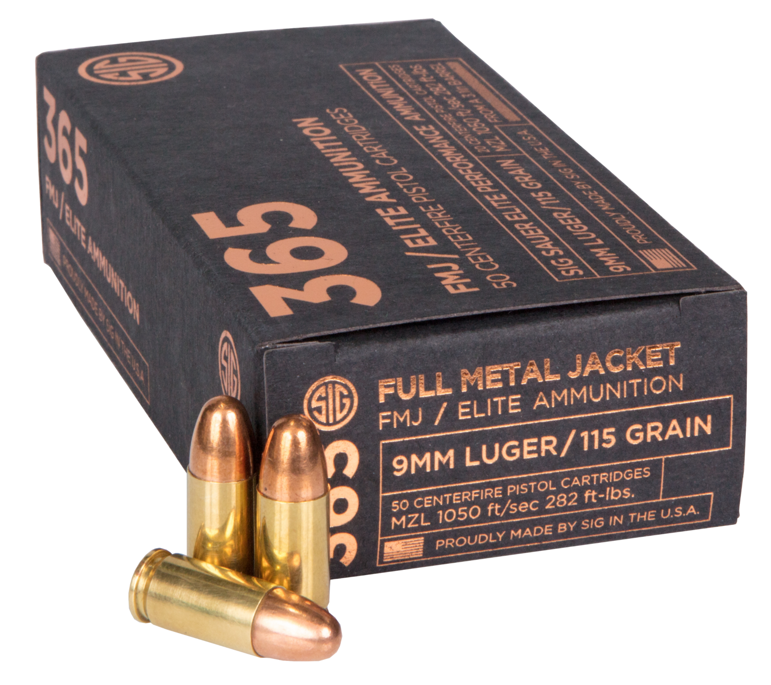 Sig Sauer Elite Ball, Sig E9mmb1-365-50  Elite Ball  9mm  115 Fmj  50/20