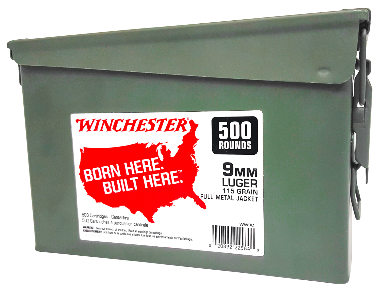 Winchester Ammo Usa, Win Ww9c      9mm        115 Fmj   Can         500