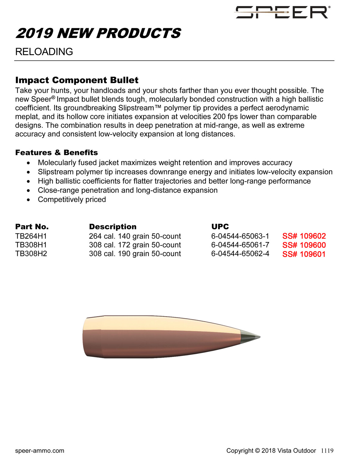 Speer Ammo Impact, Speer Tb308h2   Bull .308 190                 50/5