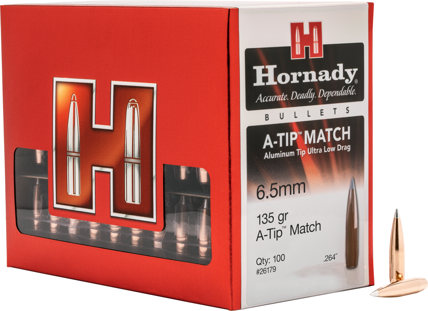 Hornady A-tip, Horn 26179  Bull .264 135 A-tip Match       100/10