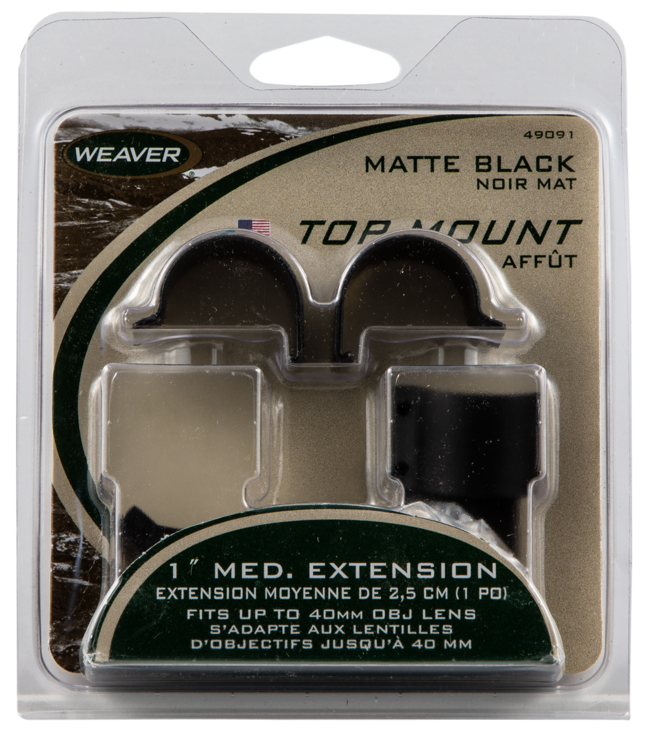 Weaver Mounts Top Mount, Weav 49091  1in Rings Ext Detachable Mt Med