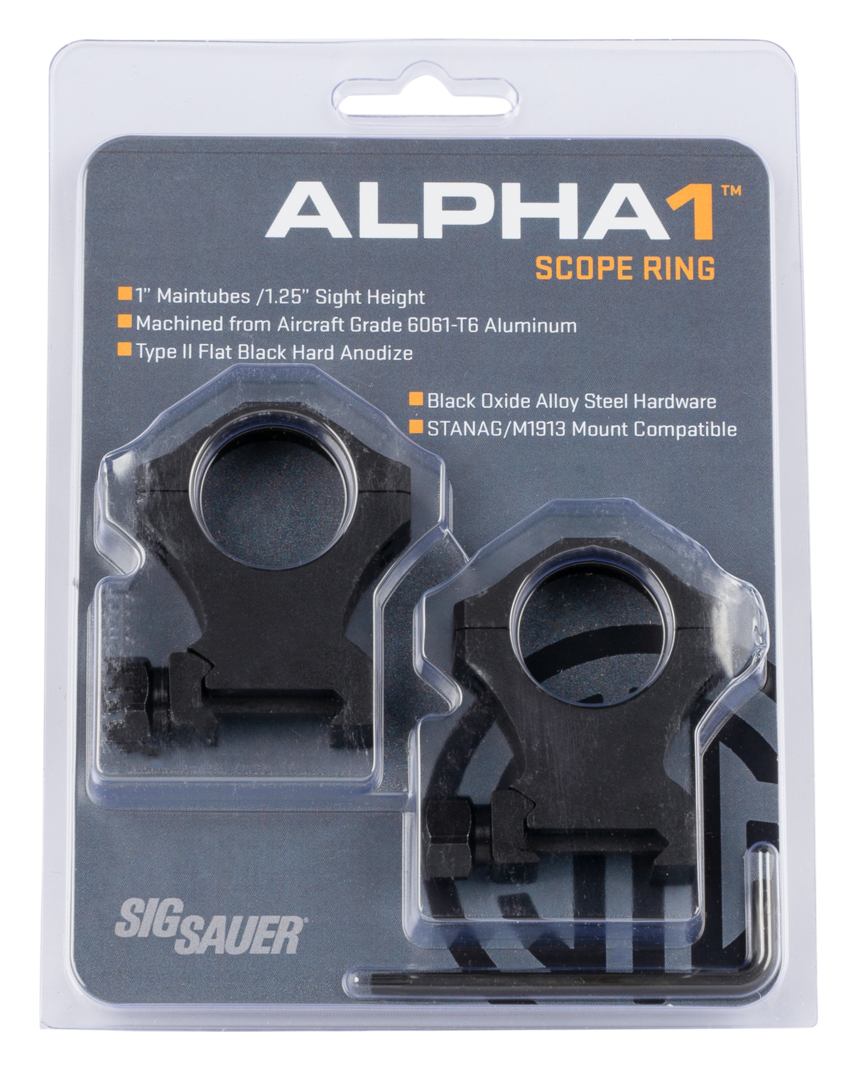 Sig Sauer Electro-optics Alpha1 Hunting, Sig Soa10022    Alpha1 Rngs 1in  E-hi Alum Mat Blk