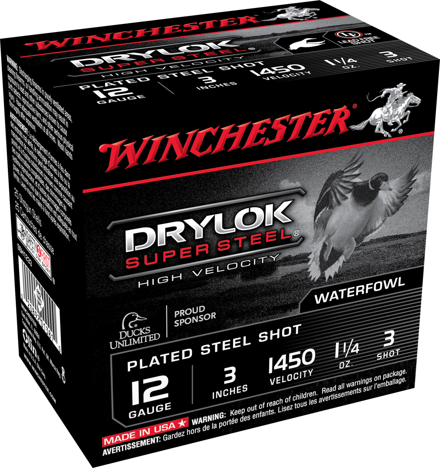 Winchester Ammo Drylock Super, Win Ssh1233    Supreme Hv    Stl 1 1/4 3in   25/10