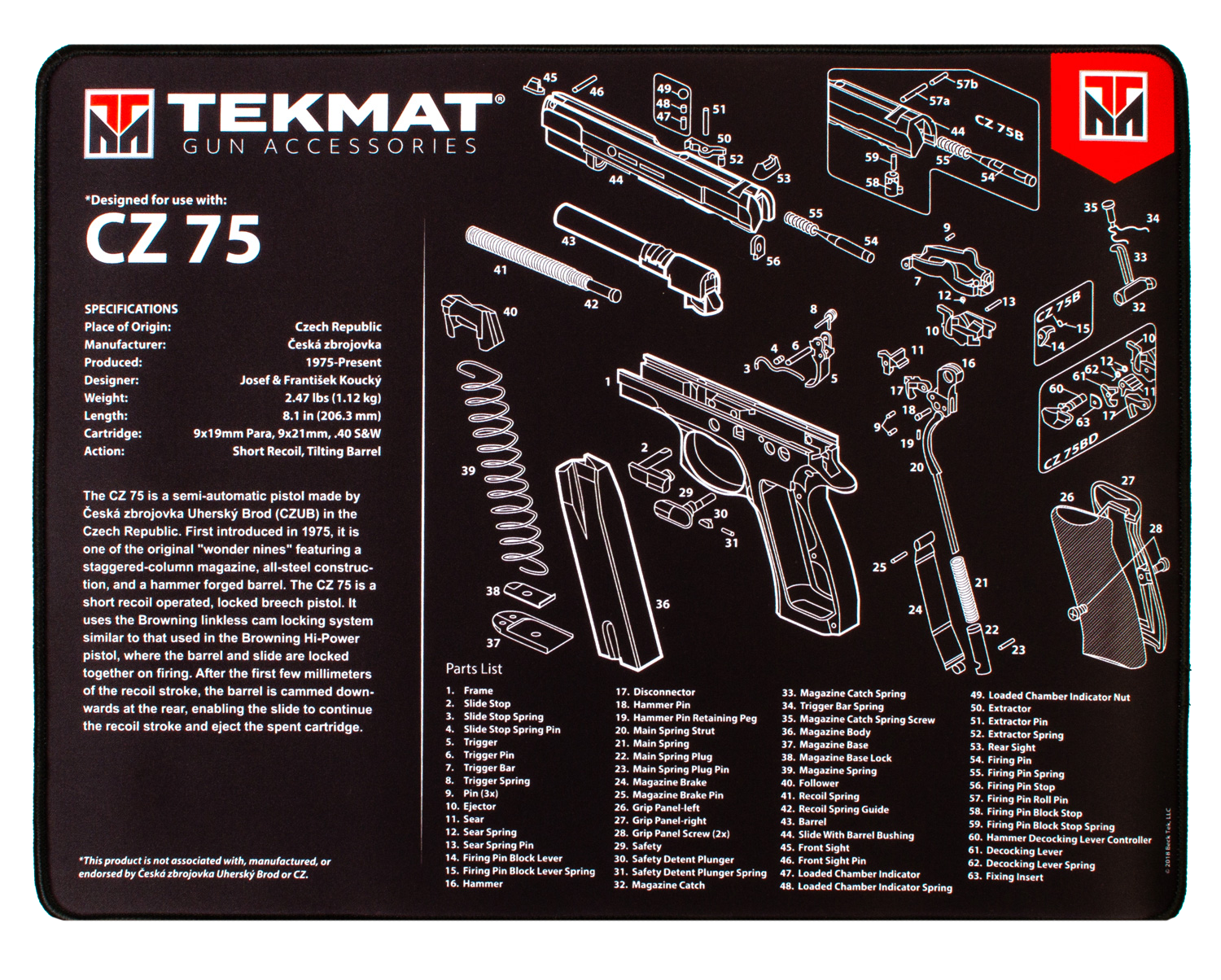 Beck Tek, Llc (tekmat) Cz 75, Tekmat Tekr20-cz75         Ultra 20 Cz75  Mat