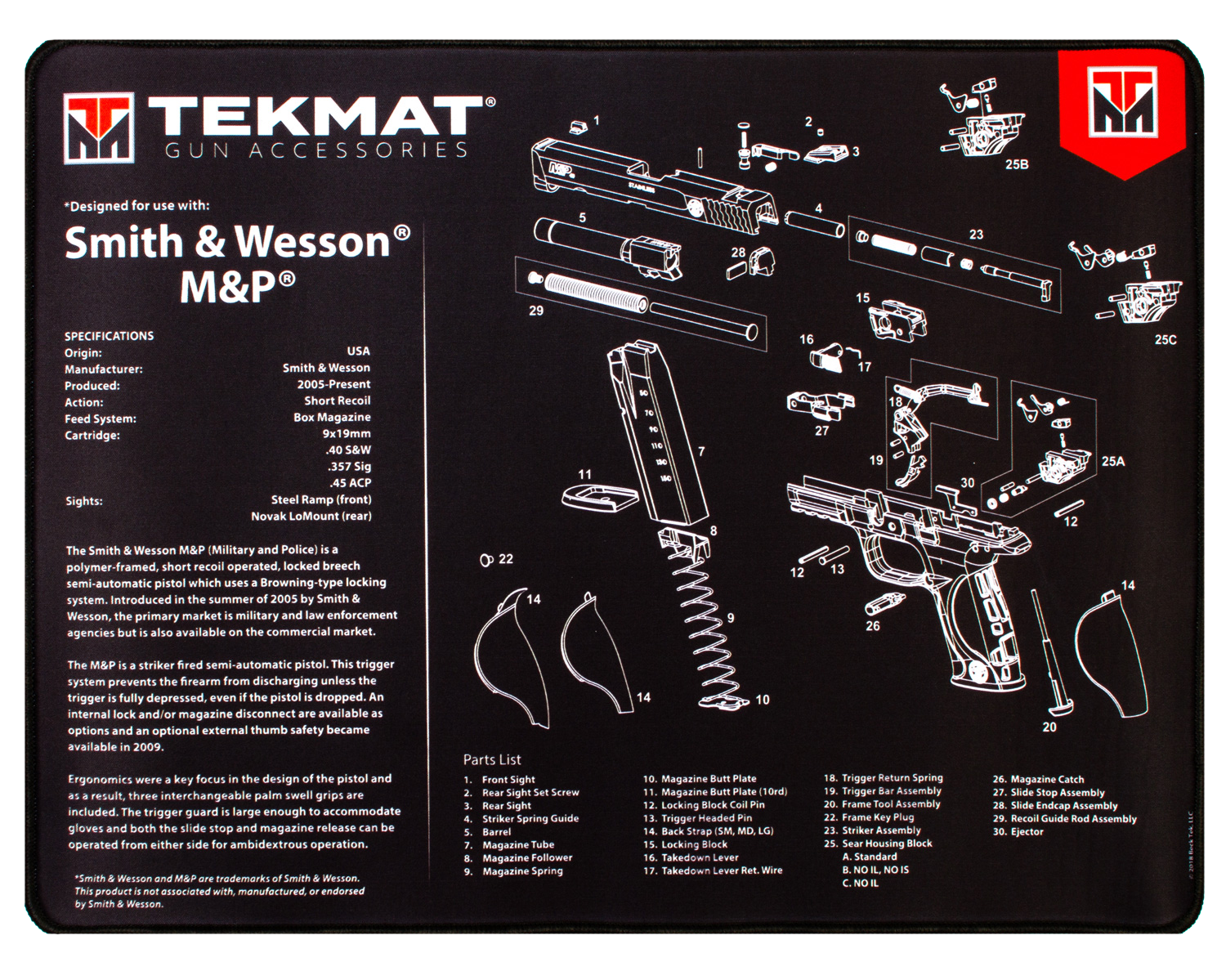 Beck Tek, Llc (tekmat) S&w M&p, Tekmat Tekr20-swmp         Ultra 20 Sw Mp Mat