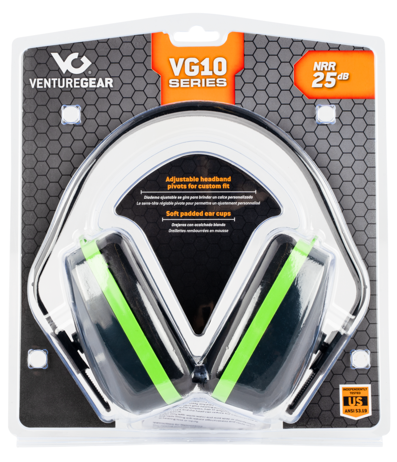 Pyramex Venture Gear, Pyra Vgpm1010c   Muffs Nrr25 Blue/green