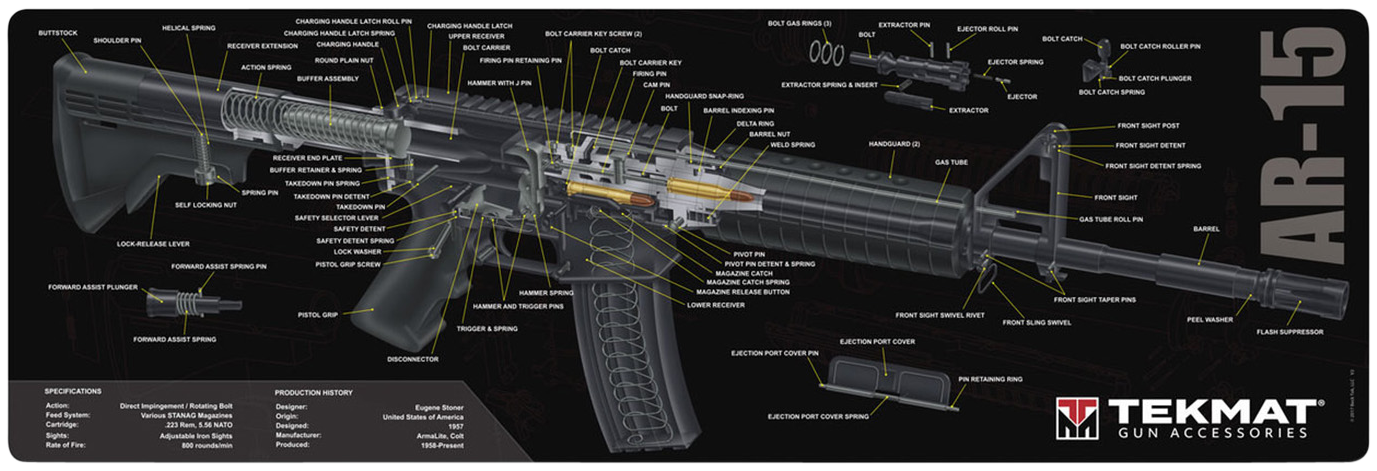 Beck Tek, Llc (tekmat) Ar-15 3d Cutaway, Tekmat Tekr36ar15          Ar15 Cut Away Clean Mat