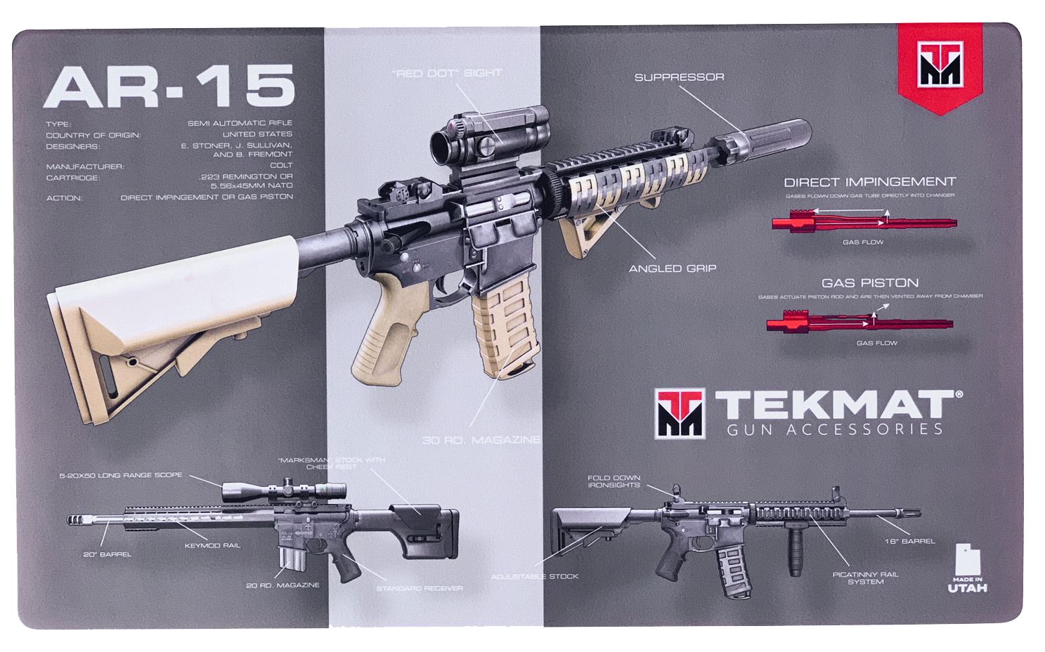 Beck Tek, Llc (tekmat) Ar-15 Weapons Platform Design, Tekmat Tek42ar15wpd        Ar15 Pltfrm Dsgn Dr Mat