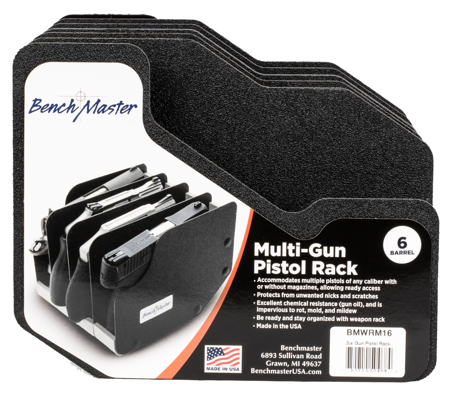 Benchmaster Weaponrac, Bench Bmwrm16        Six Gun Pistol Rack