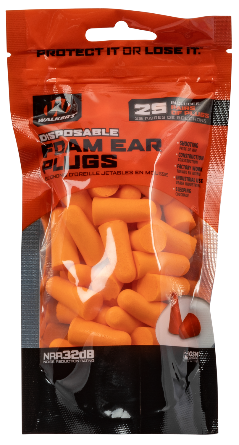Walkers Game Ear Foam Ear Plugs, Wlkr Gwp-fp25bag       Foam Ear Plg 25pair Nrr32db