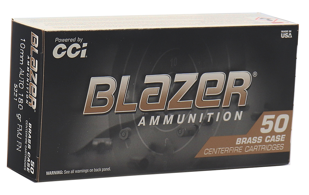 Cci Blazer Brass, Cci 5221    Blazer Brass 10mm 180 Fmj Fn     50/20