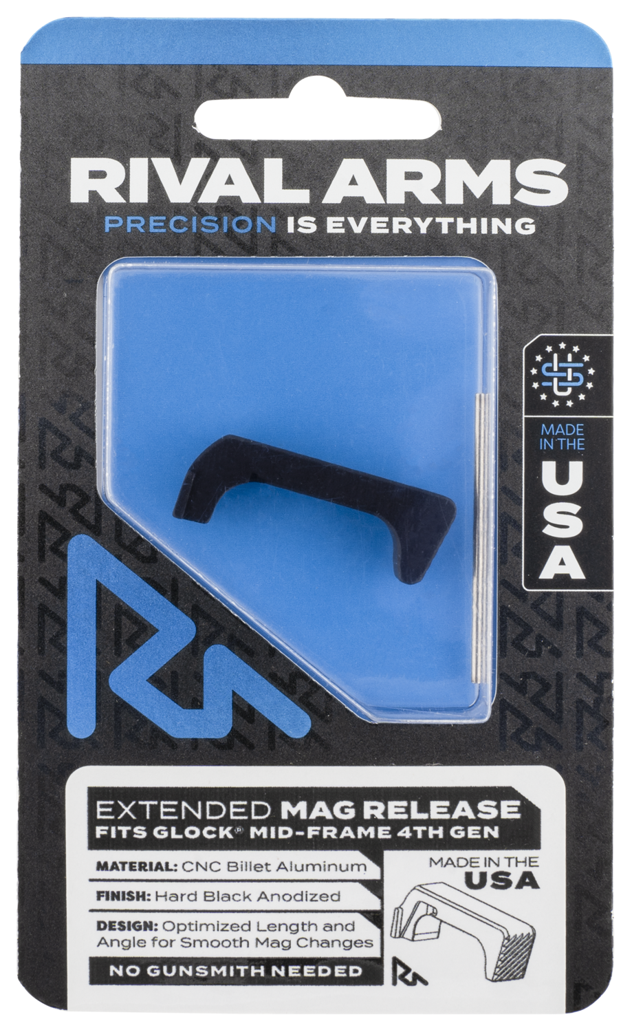Rival Arms Magazine Release, Rival Ra72g002a    Mag Release Ext Glock Gen4 Blk