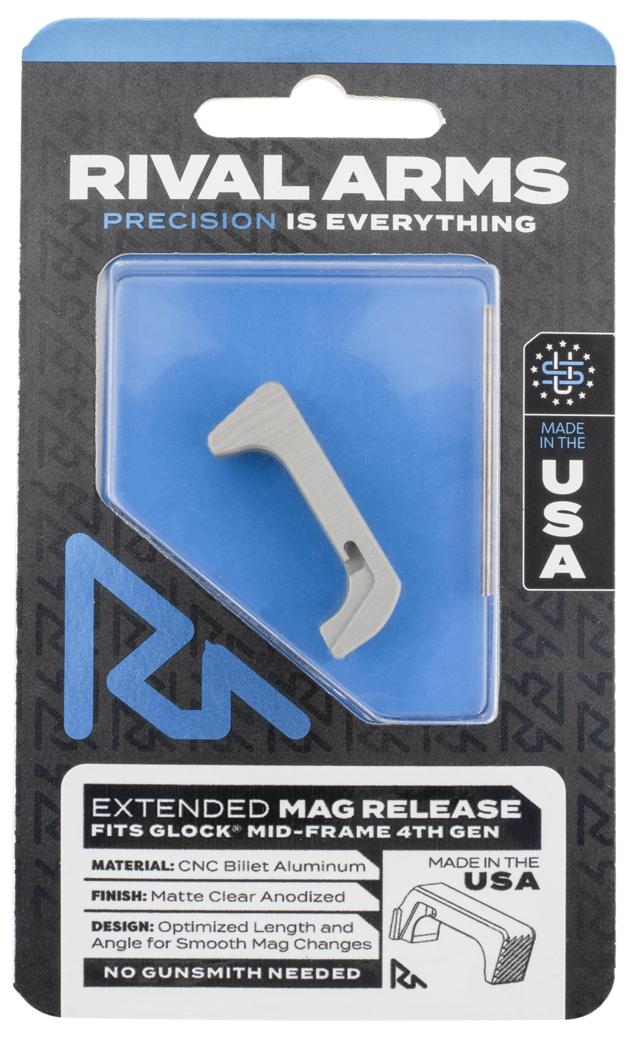 Rival Arms Magazine Release, Rival Ra72g002d    Mag Release Ext Glock Gen4 Stl