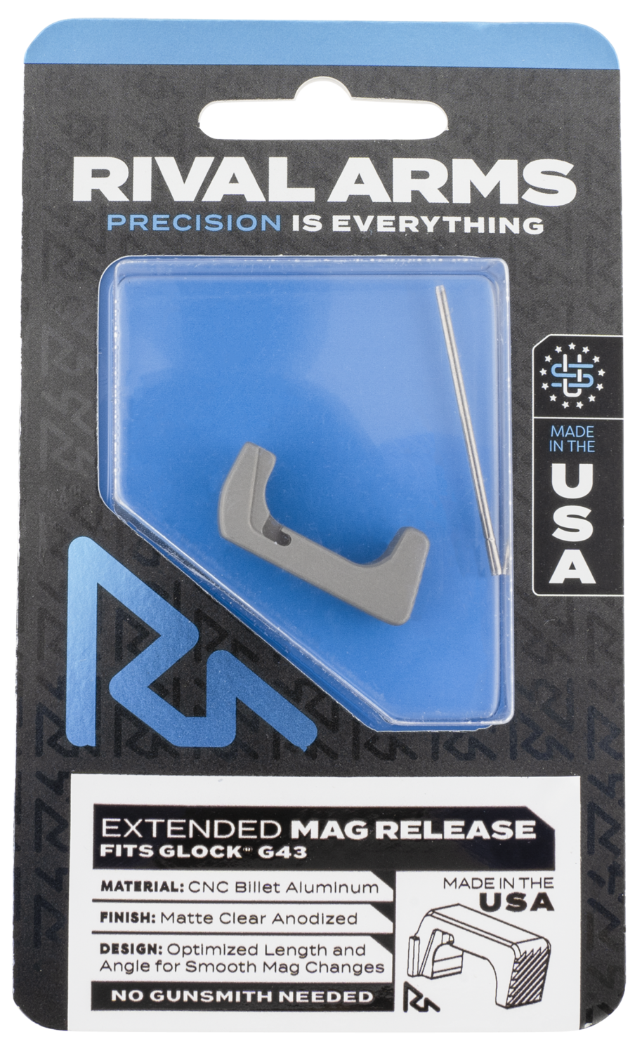 Rival Arms Magazine Release, Rival Ra72g003d    Mag Release Ext G43 Stl