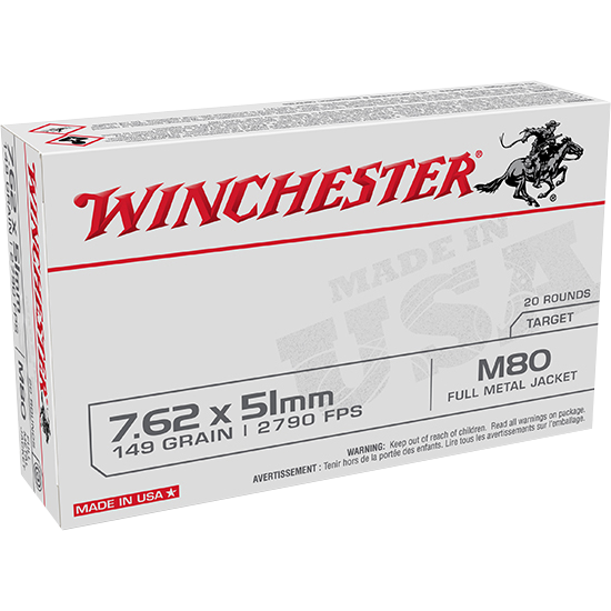 Winchester Ammo Usa, Win Wm80       7.62x51   149 Fmj Lc          20/25