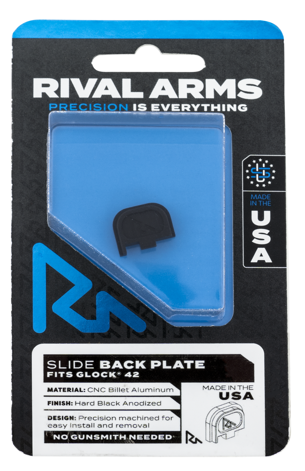 Rival Arms Slide Back Cover Plate, Rival Ra43g003a    Sld Bck Cvr Plt Glock 42 Blk