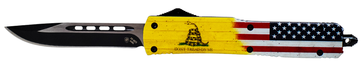 Templar Knife Don't Tread On Me, Temp Mdtom331 Slim  Don't Tread On Me Drop Pt Blk