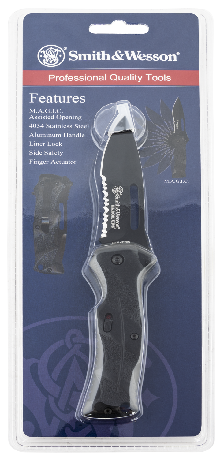 Sw Knives Black Ops, Swk Swblop2bscp Blackops 40% Serrated
