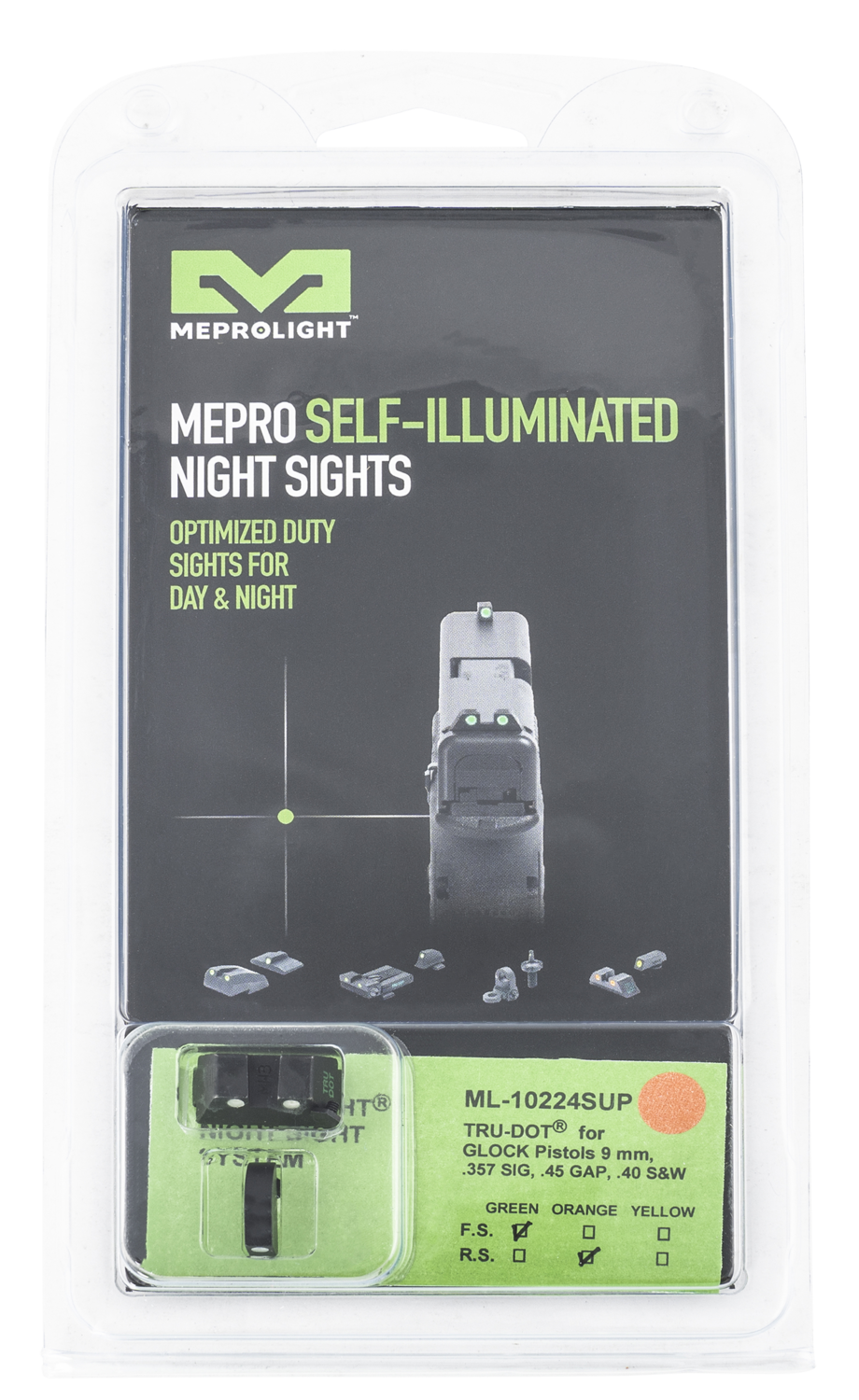 Mepro Usa Llc Mepro Tru-dot, Mepro 102243391  Trudot Glock 9/357/40    Grn/org