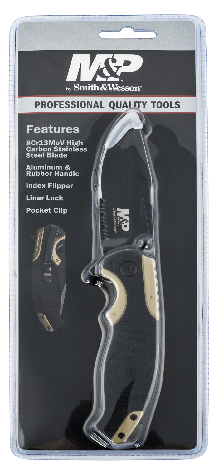 Sw Knives M&p, Swk Swmp13bscp  M&p Folder Drop Point Blk/gld