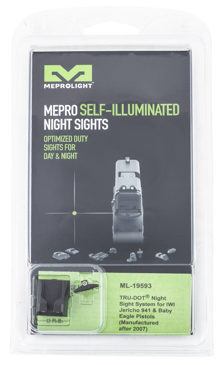 Mepro Usa Llc Mepro Tru-dot Fixed Sights, Mepro 195933101   Trudot Iwi Jericho 941   Grn/grn
