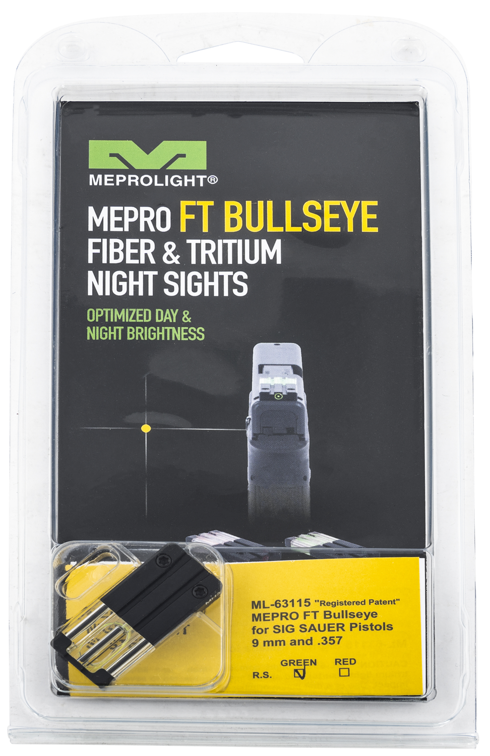 Mepro Usa Llc Mepro Ft Bullseye Rear Sight, Mepro 631153108  Ft Bullseye sig P226/320 Grn