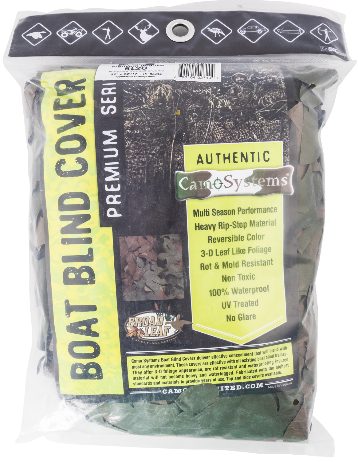 Camo Unlimited Premium Netting, Camo Bl20    Broad Leaf    17-19 Boats Woodland